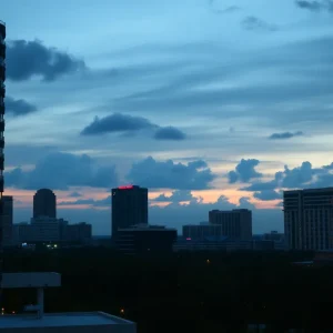 Orlando cityscape at dusk representing community support