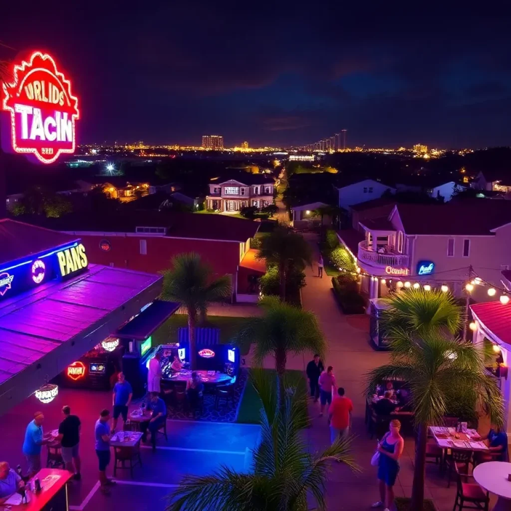 Nightlife in Orlando with bars and residential areas