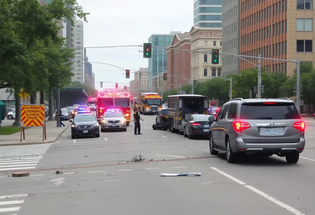 Scene of a three-vehicle crash involving a police patrol vehicle in Orlando