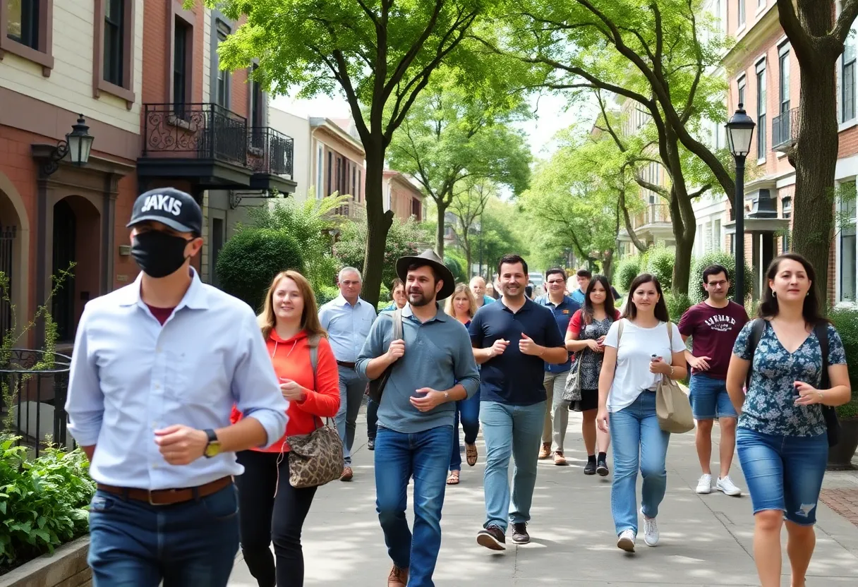 Participants enjoying a walking tour in Orlando's Thornton Park