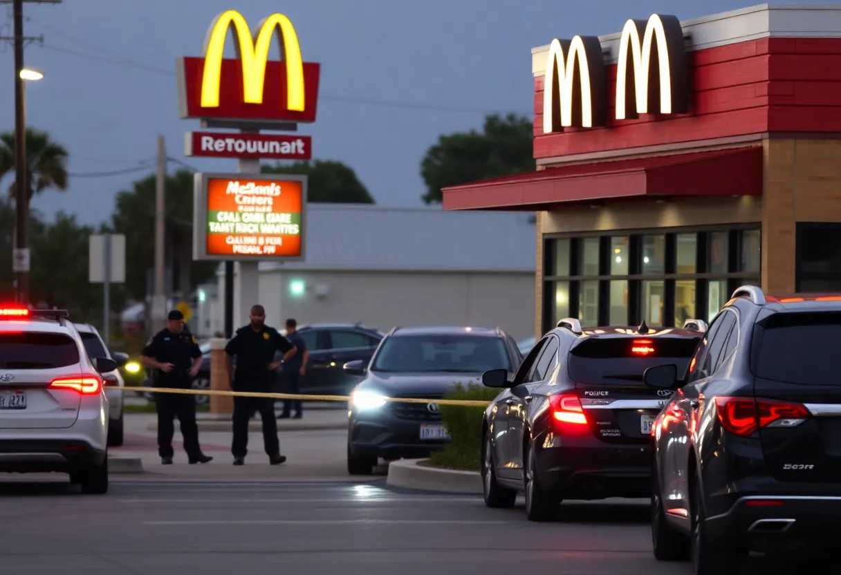 Police activity outside McDonald's in Orlando following a shooting incident.