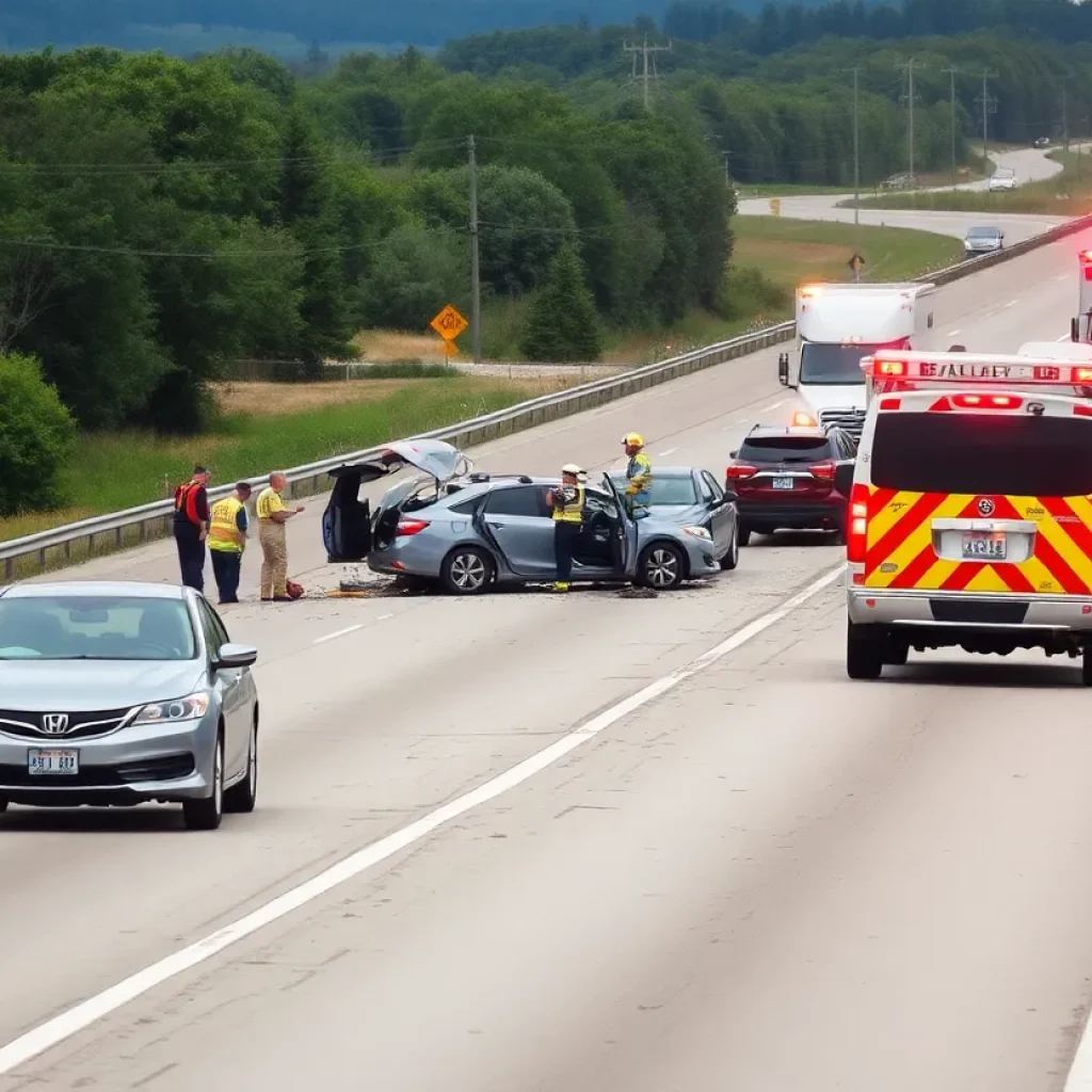 Emergency responders at a rollover accident site on Interstate 4