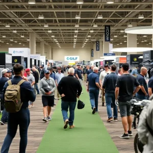 Attendees exploring golf innovations at the 2025 PGA Merchandise Show.