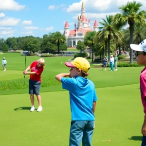 Young golfer Sienna Mosquera celebrating her victory at the Walt Disney Classic.