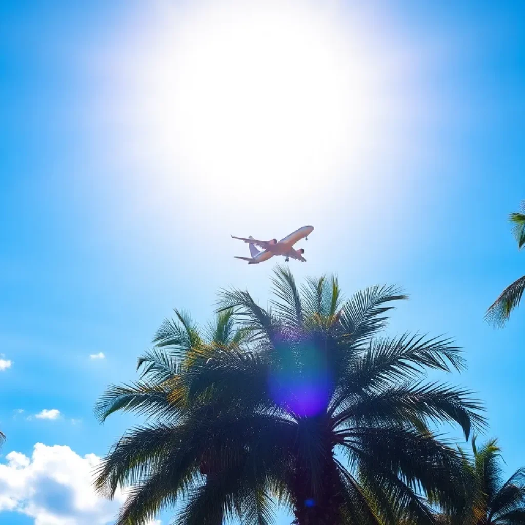 Airplane in the sky over Orlando