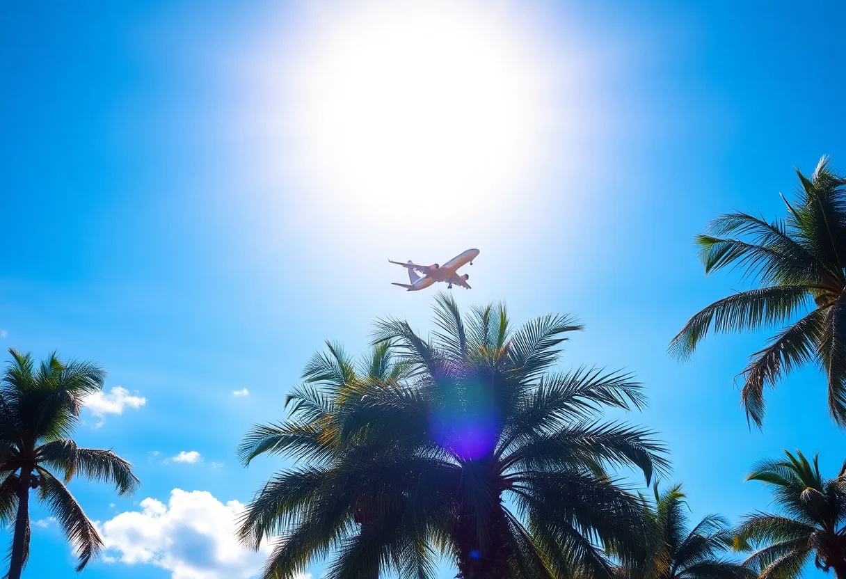 Airplane in the sky over Orlando