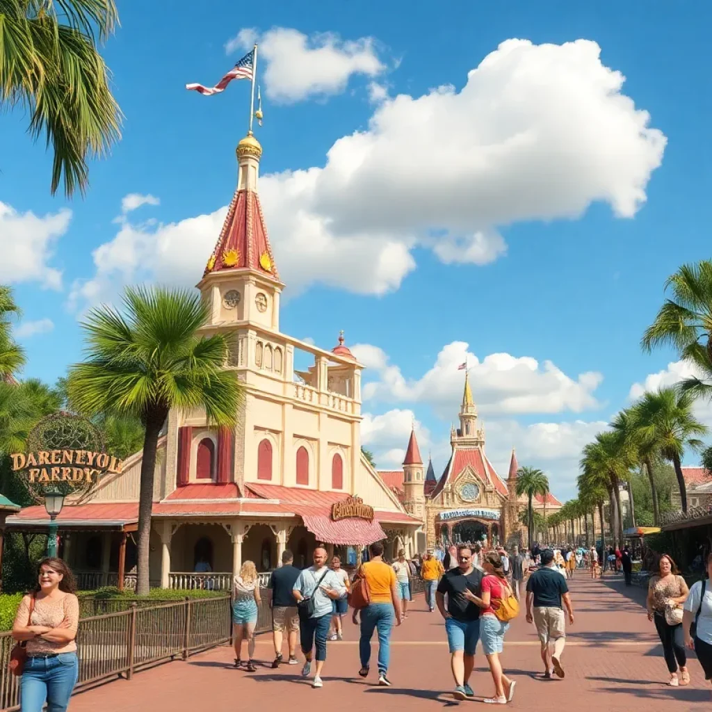 Empty theme park in Florida during peak season