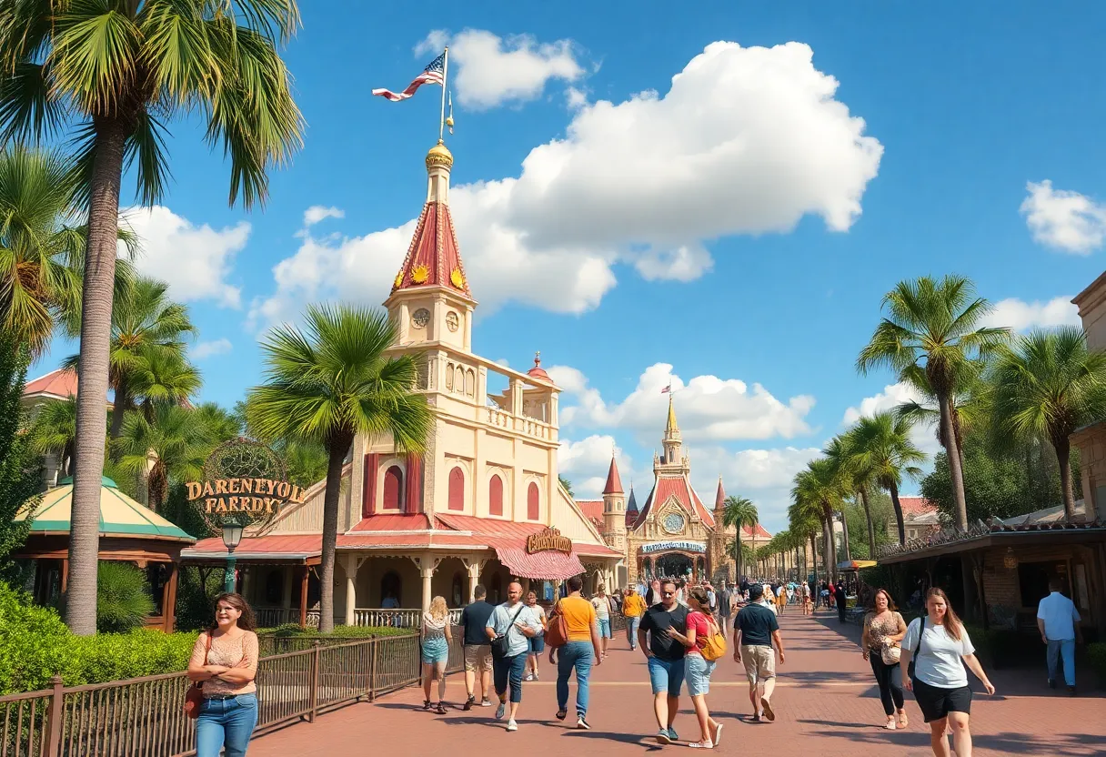 Empty theme park in Florida during peak season