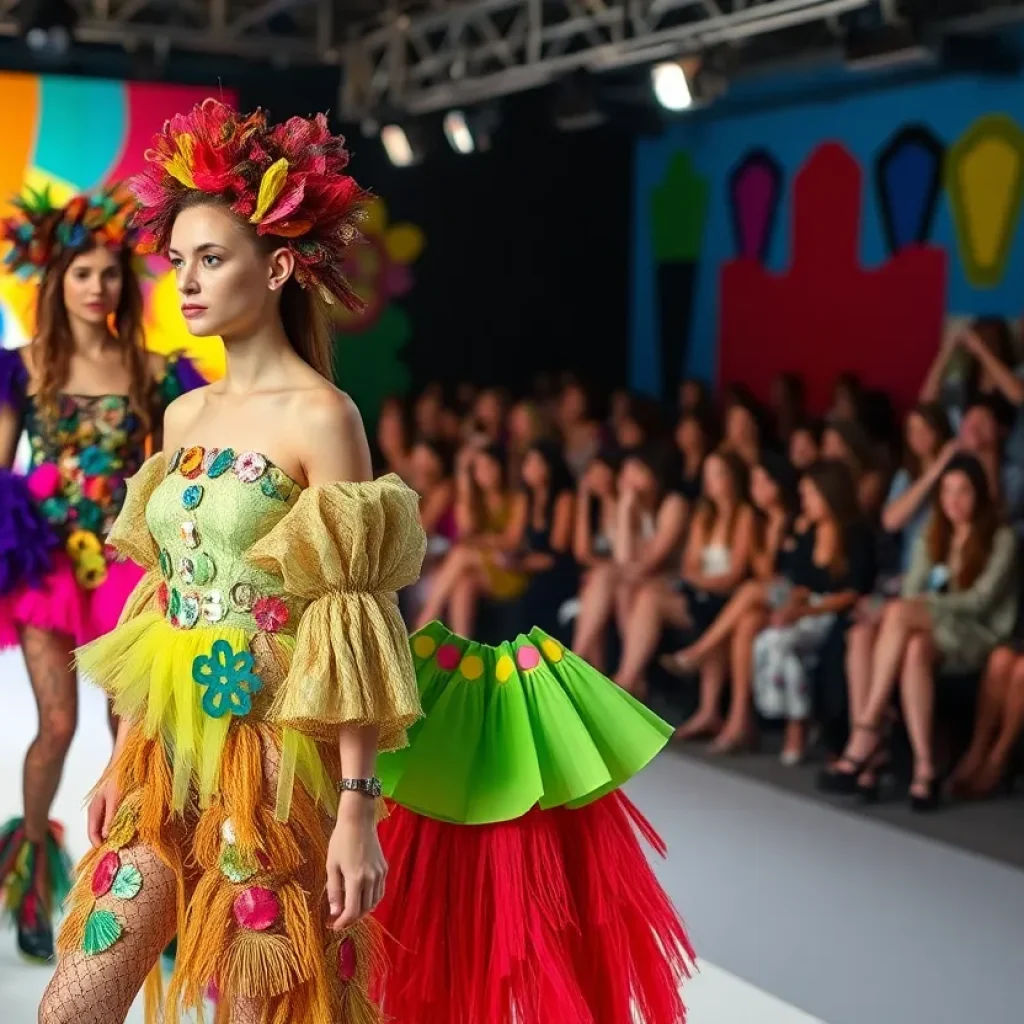 Fashion show showcasing designs made from recycled materials