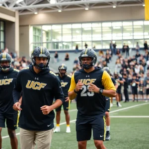 UCF athletes engaging in training and team activities, showcasing school spirit and community support.