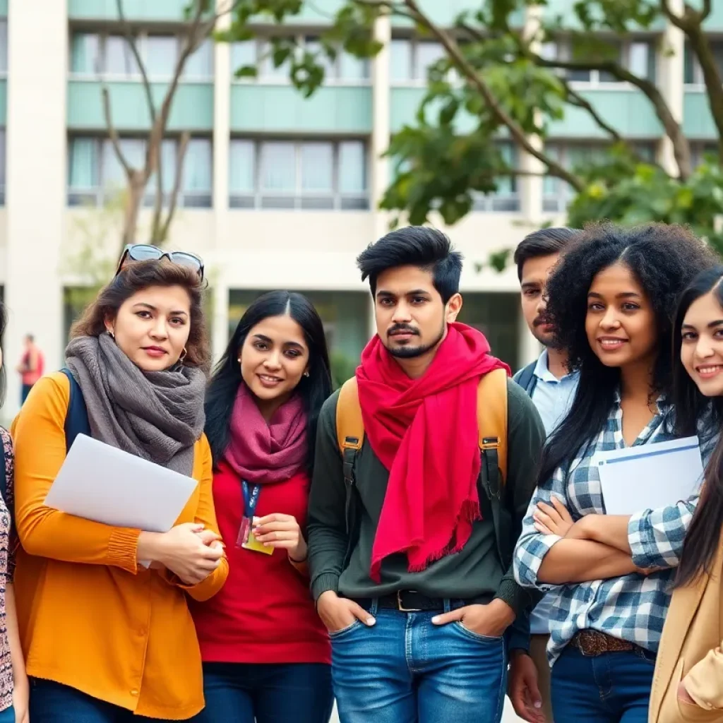 Group of international students discussing visa problems at UCF