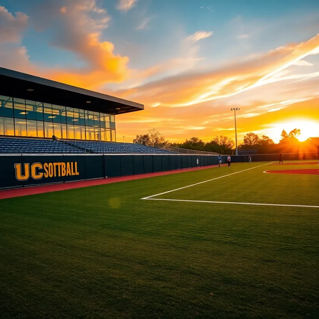 UCF Knights softball team warming up on the field