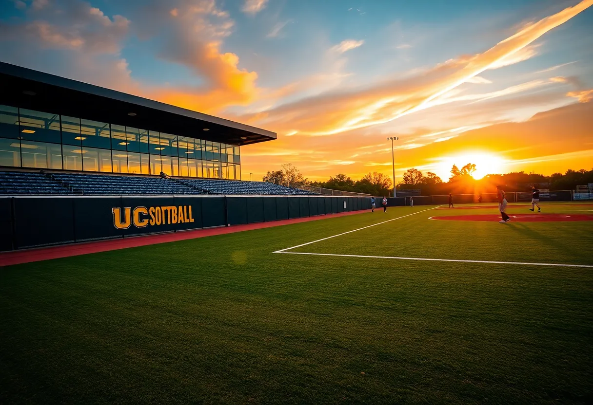 UCF Knights softball team warming up on the field