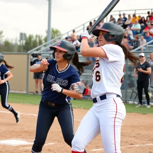 UCF Knights softball team competing against BYU Cougars