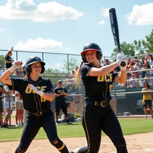 UCF Softball game in action with players and fans