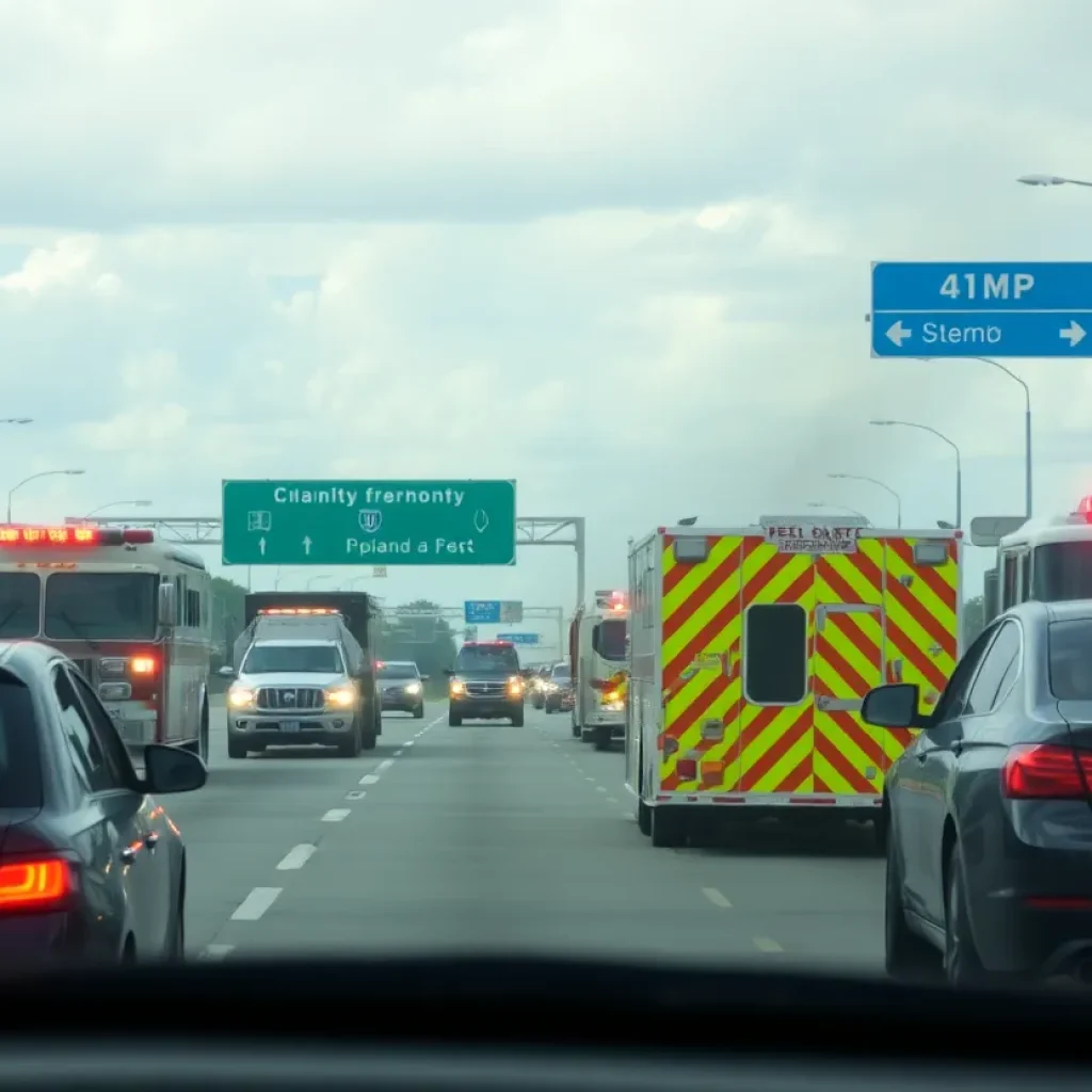Emergency responders at a vehicle fire on SR-408 West in Orlando.