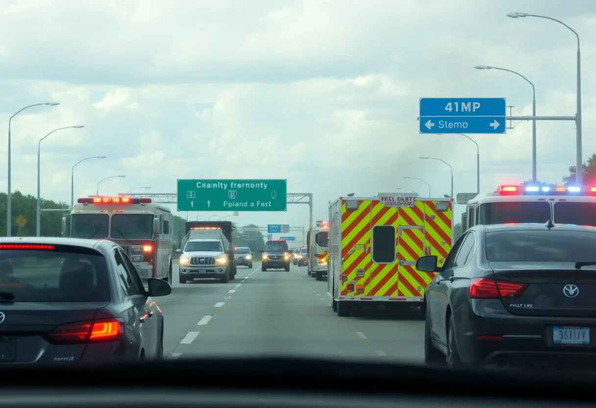 Emergency responders at a vehicle fire on SR-408 West in Orlando.