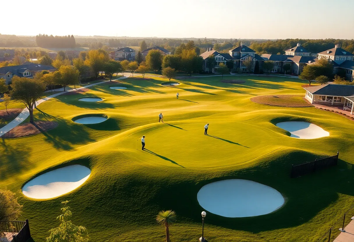 Newly renovated Winter Park Golf Course with players on the green
