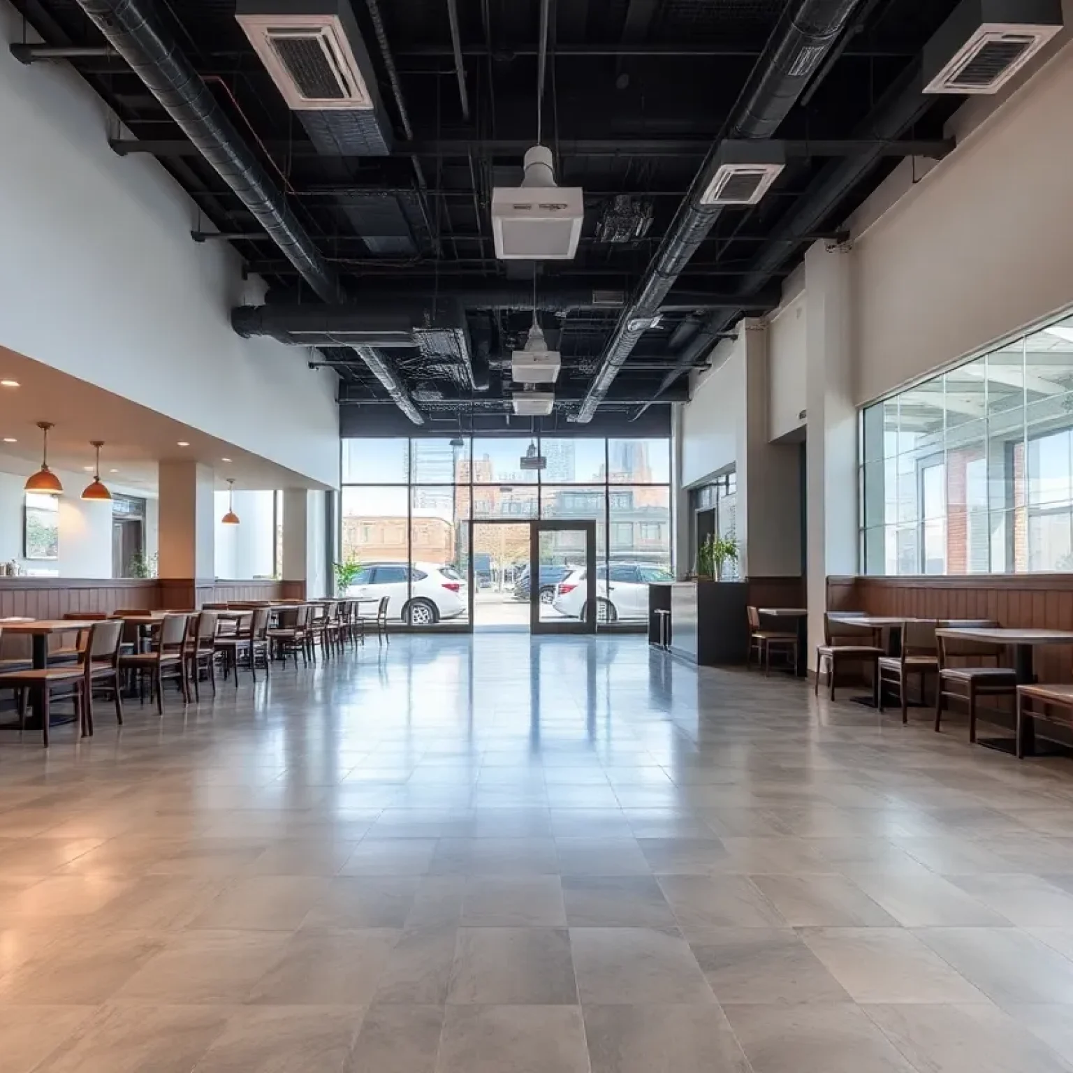 Interior of a restaurant space available for lease in Orlando