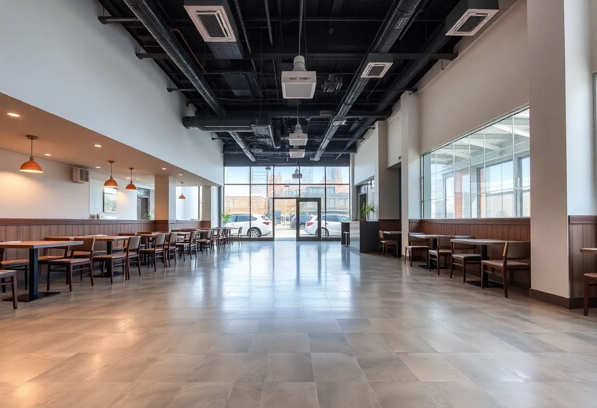 Interior of a restaurant space available for lease in Orlando