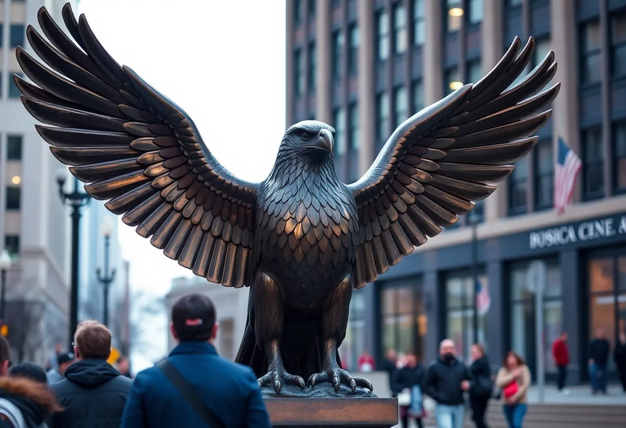 Bronze eagle statue symbolizing hope in Orlando