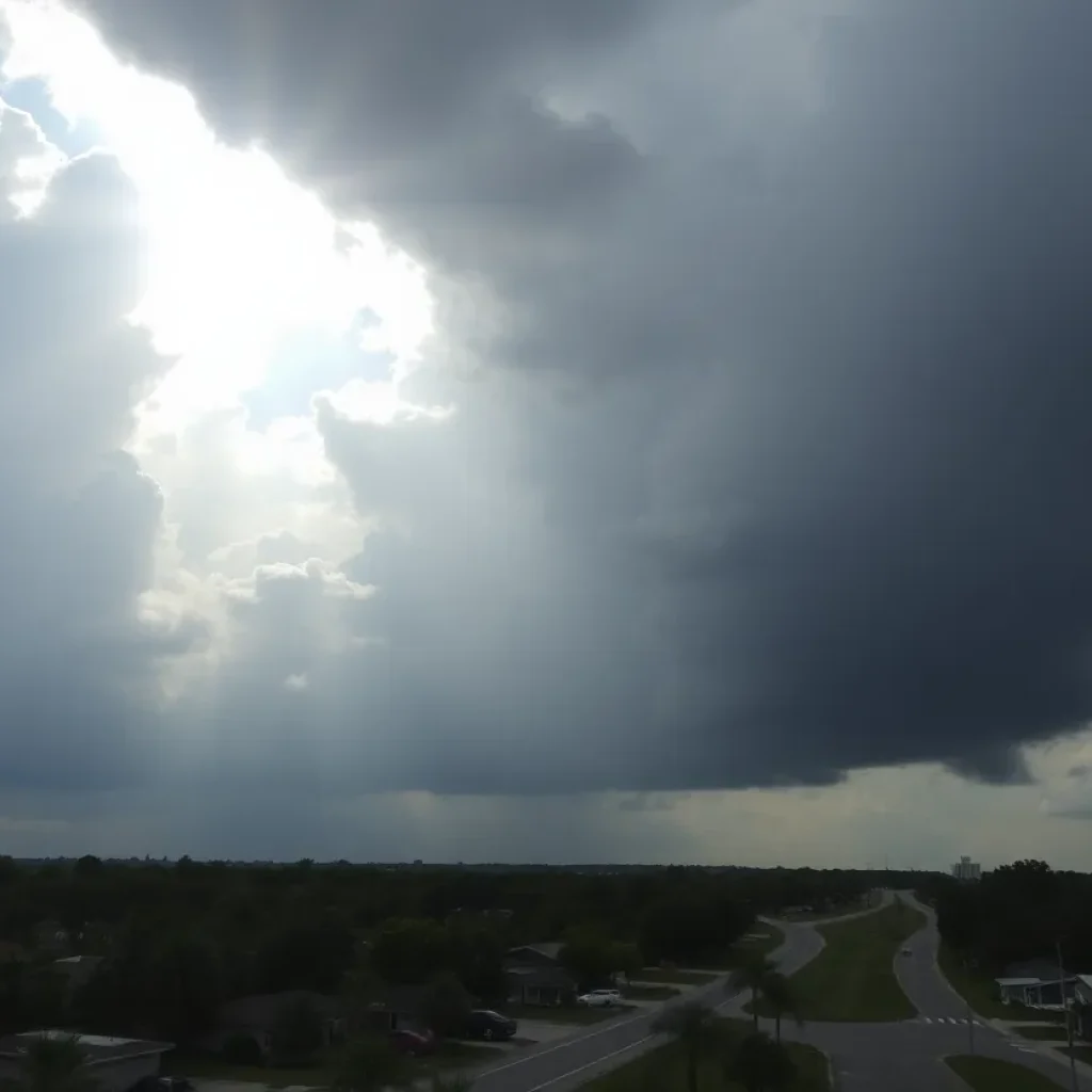 Overcast and sunny sky over Central Florida, representing the mixed weather anticipated for Memorial Day weekend.