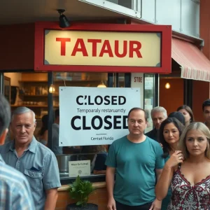 Temporarily closed restaurant sign in Central Florida