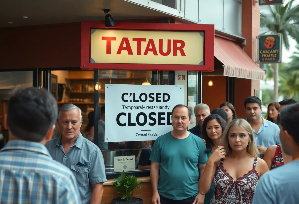 Temporarily closed restaurant sign in Central Florida