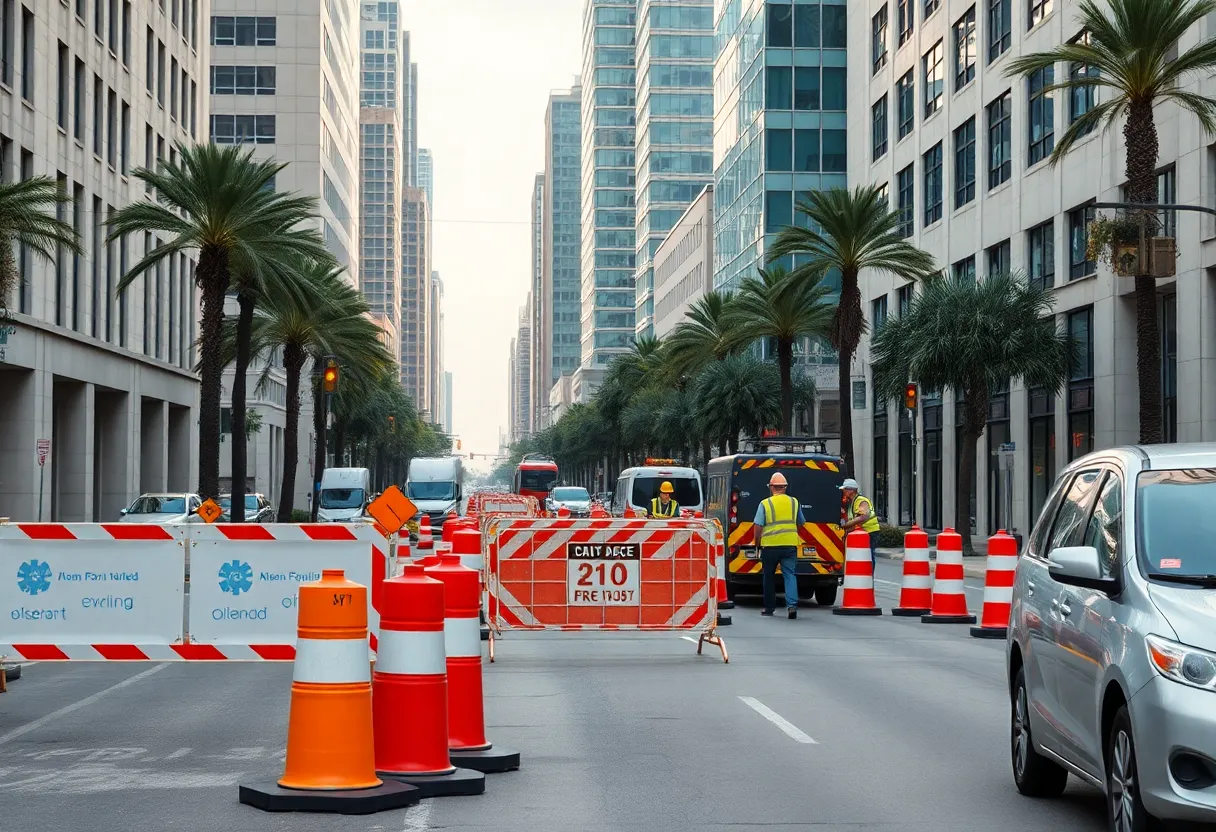 Construction work on South Street in Downtown Orlando