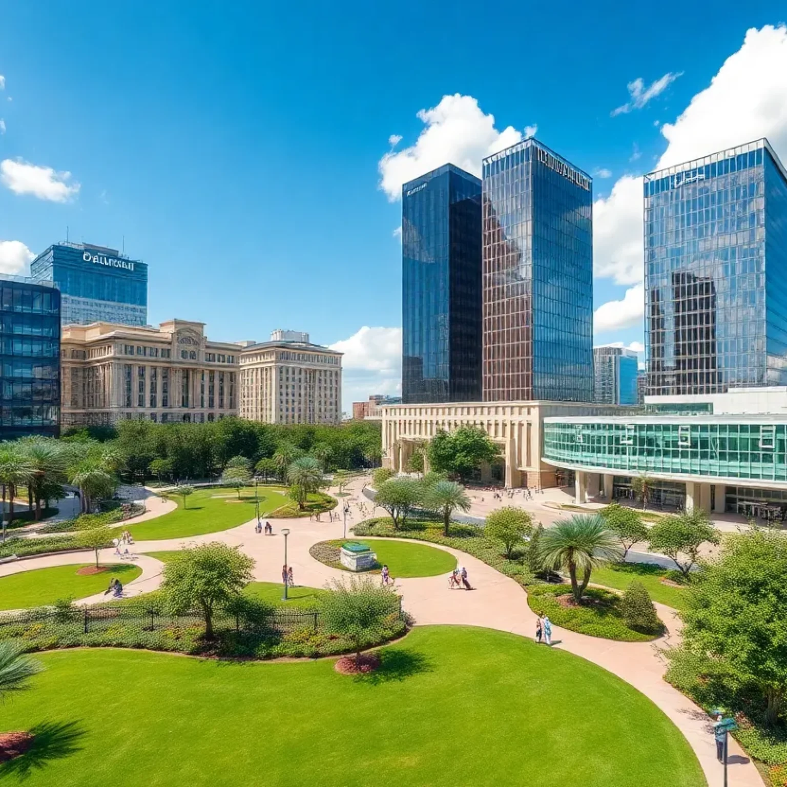 Conceptual image of revitalized downtown Orlando with parks
