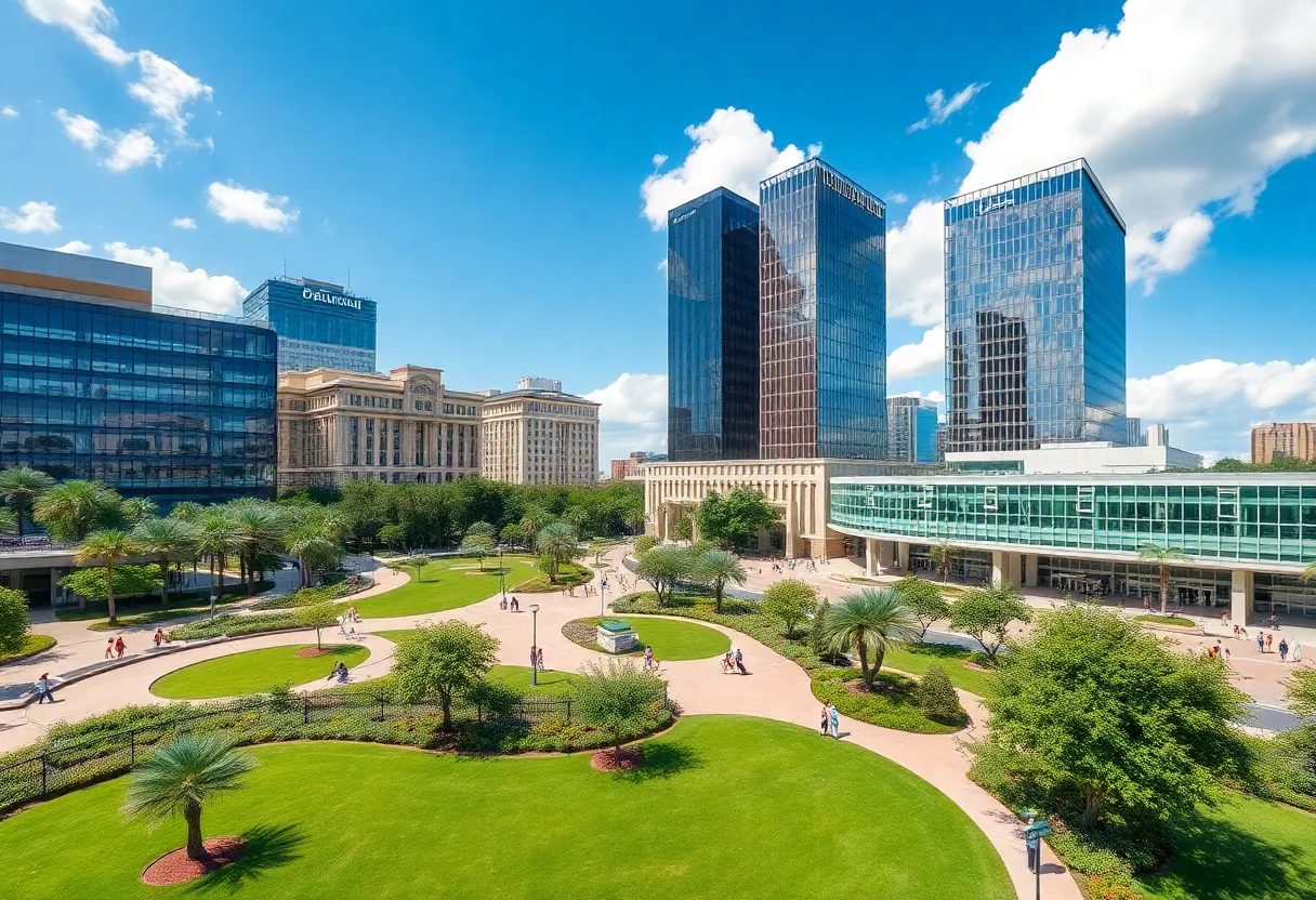 Conceptual image of revitalized downtown Orlando with parks