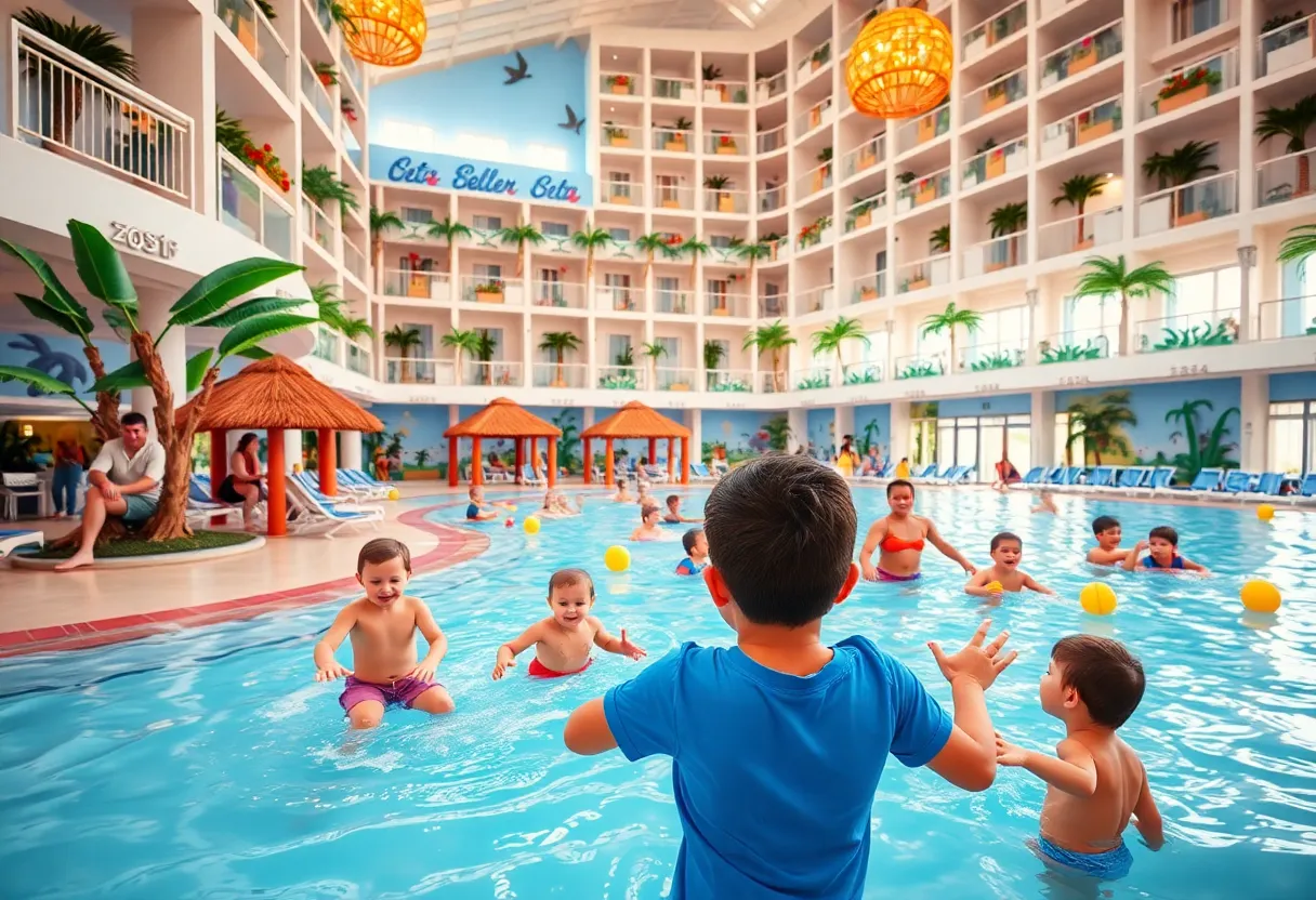 Families enjoying the pool at a family-friendly hotel in Orlando.