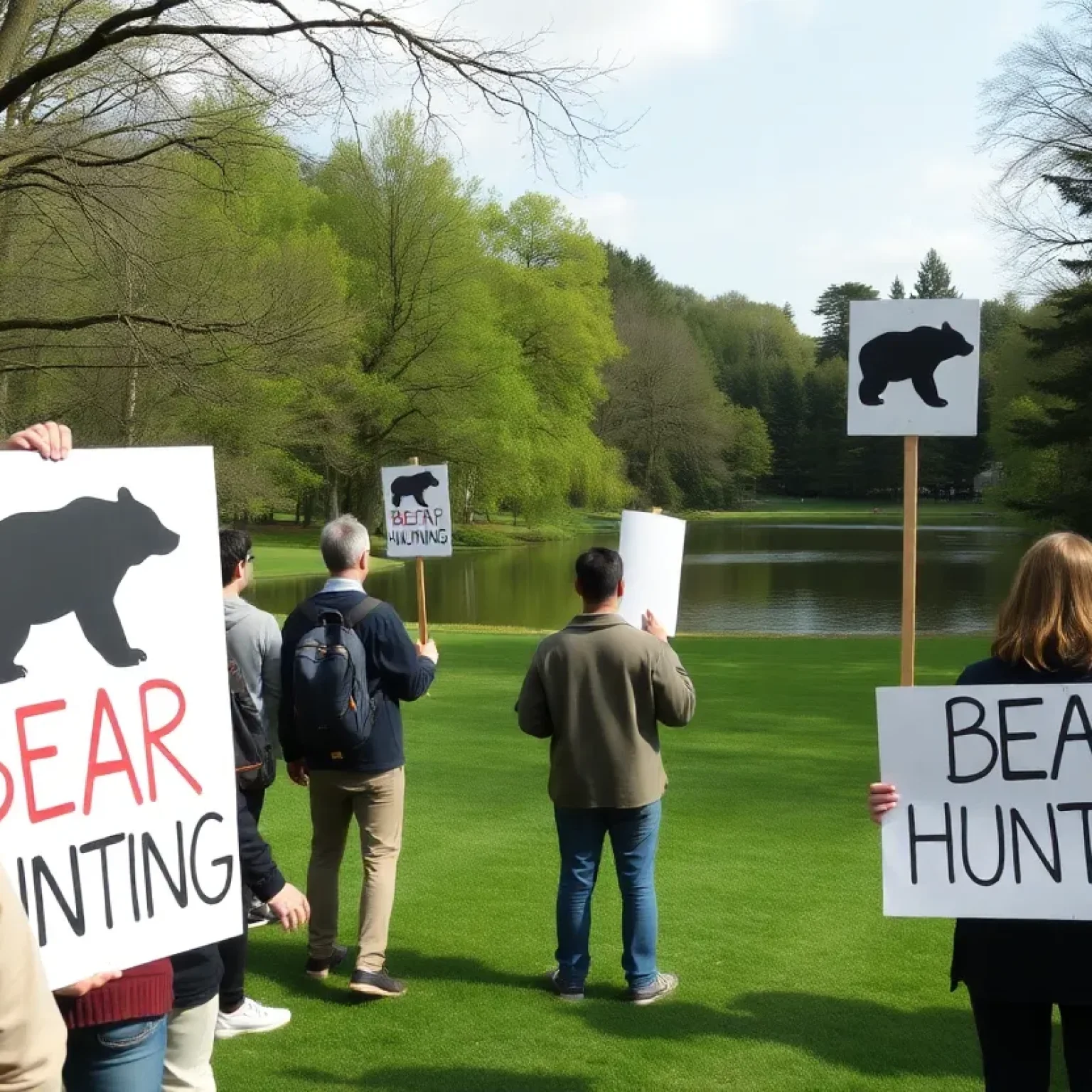 Animal rights advocates protesting against the Florida black bear hunt at Lake Eola Park.