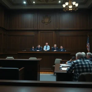 A courtroom representing capital punishment discussions in Florida.