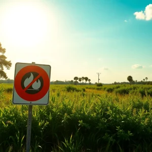 A sunny Florida landscape highlighting fire risk awareness