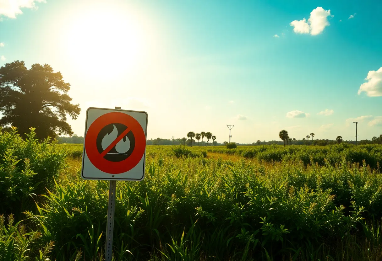 A sunny Florida landscape highlighting fire risk awareness