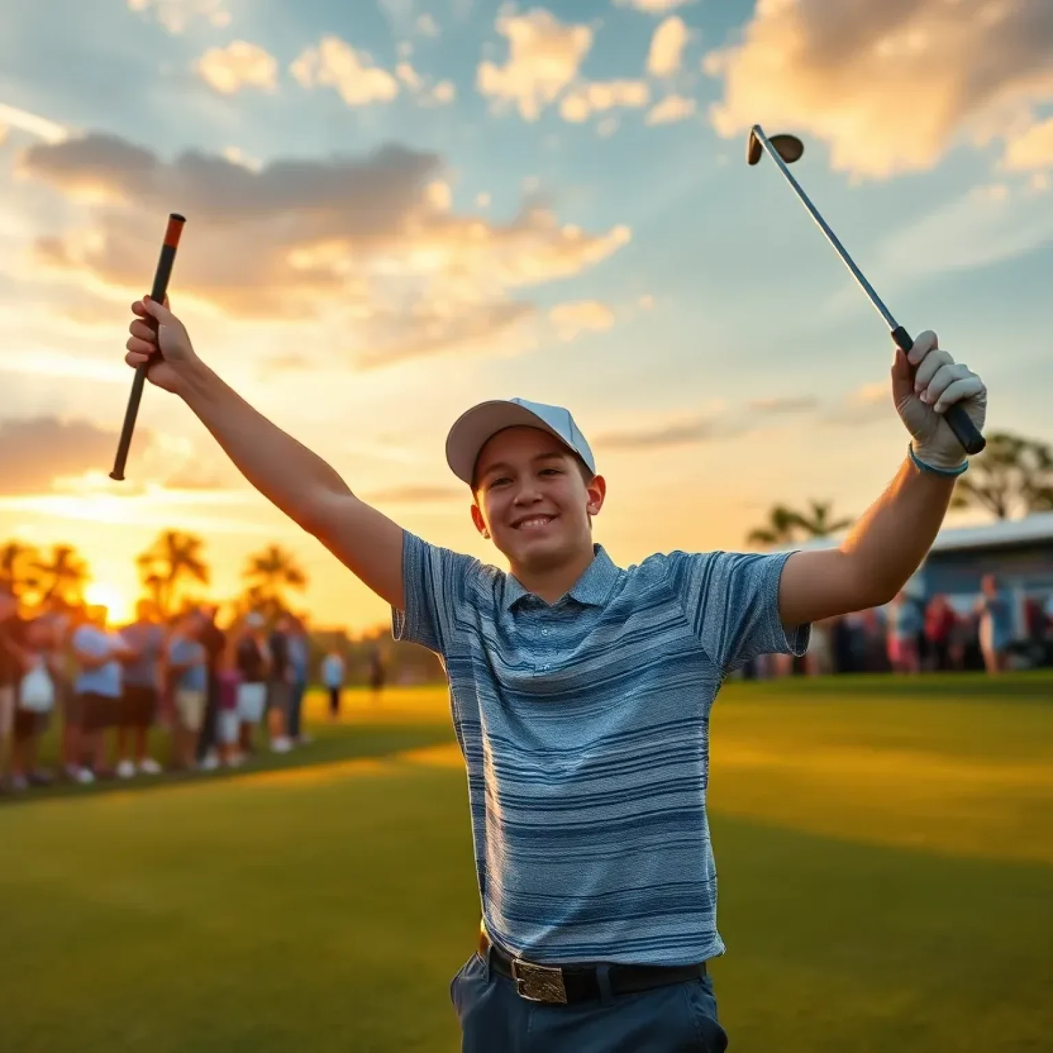 Young golfer celebrating victory at SEMO Conference Championship