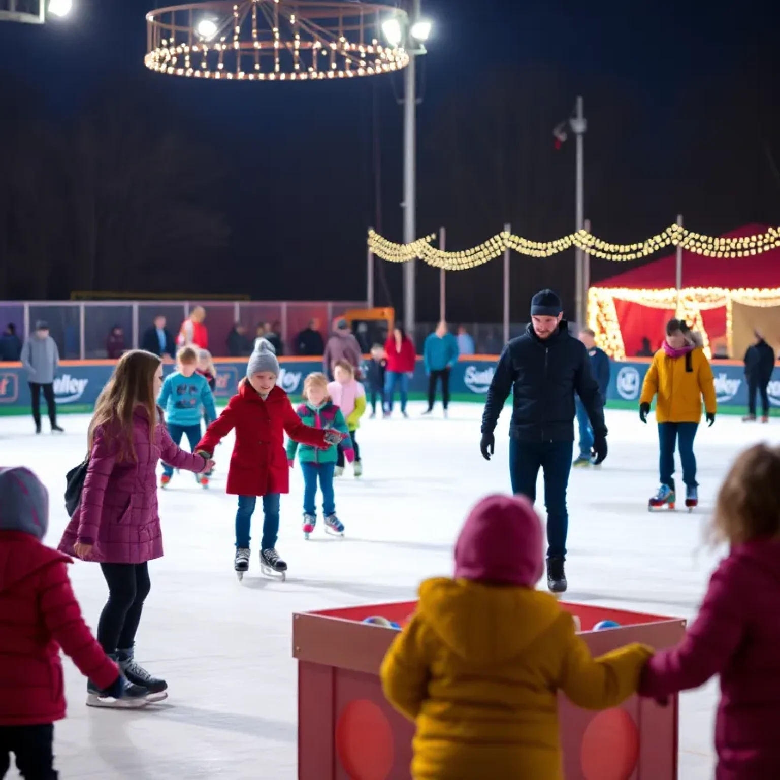 Families enjoying skating at the JustCallMoe Family Skate-a-Thon