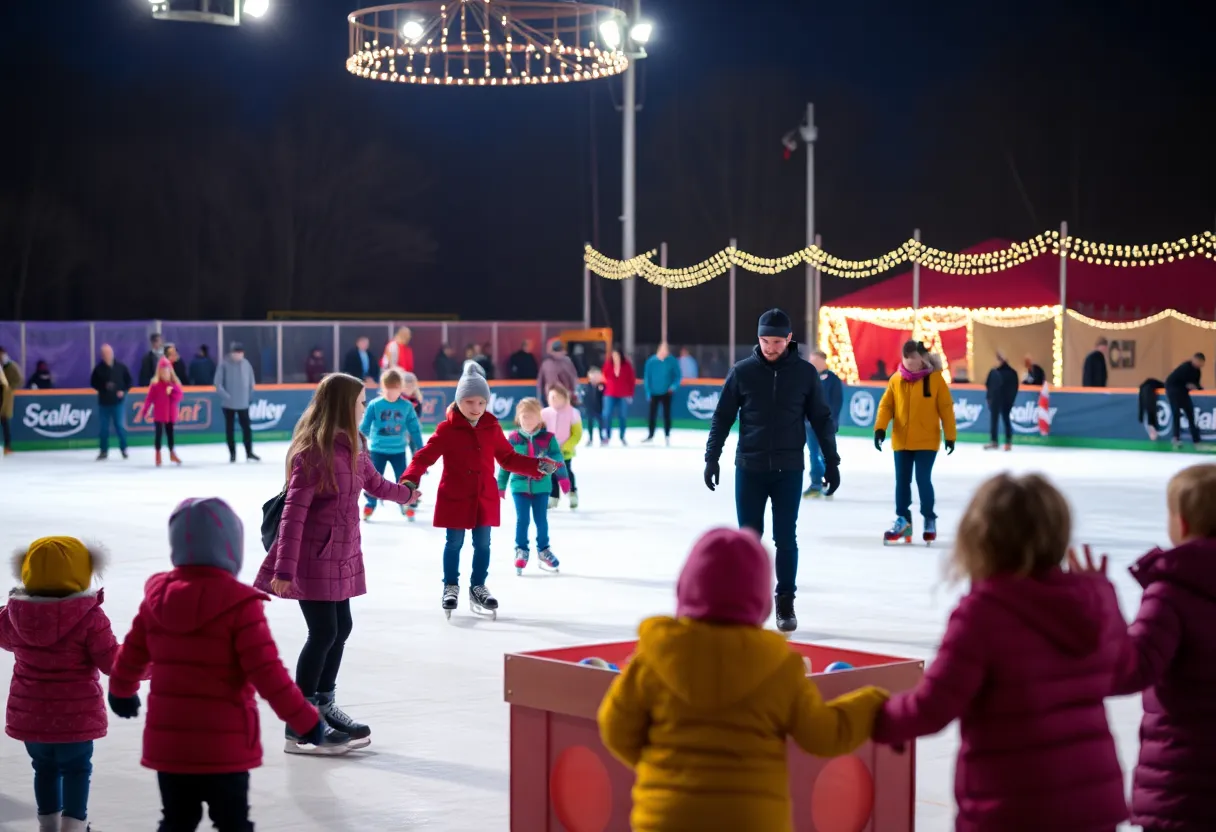Families enjoying skating at the JustCallMoe Family Skate-a-Thon