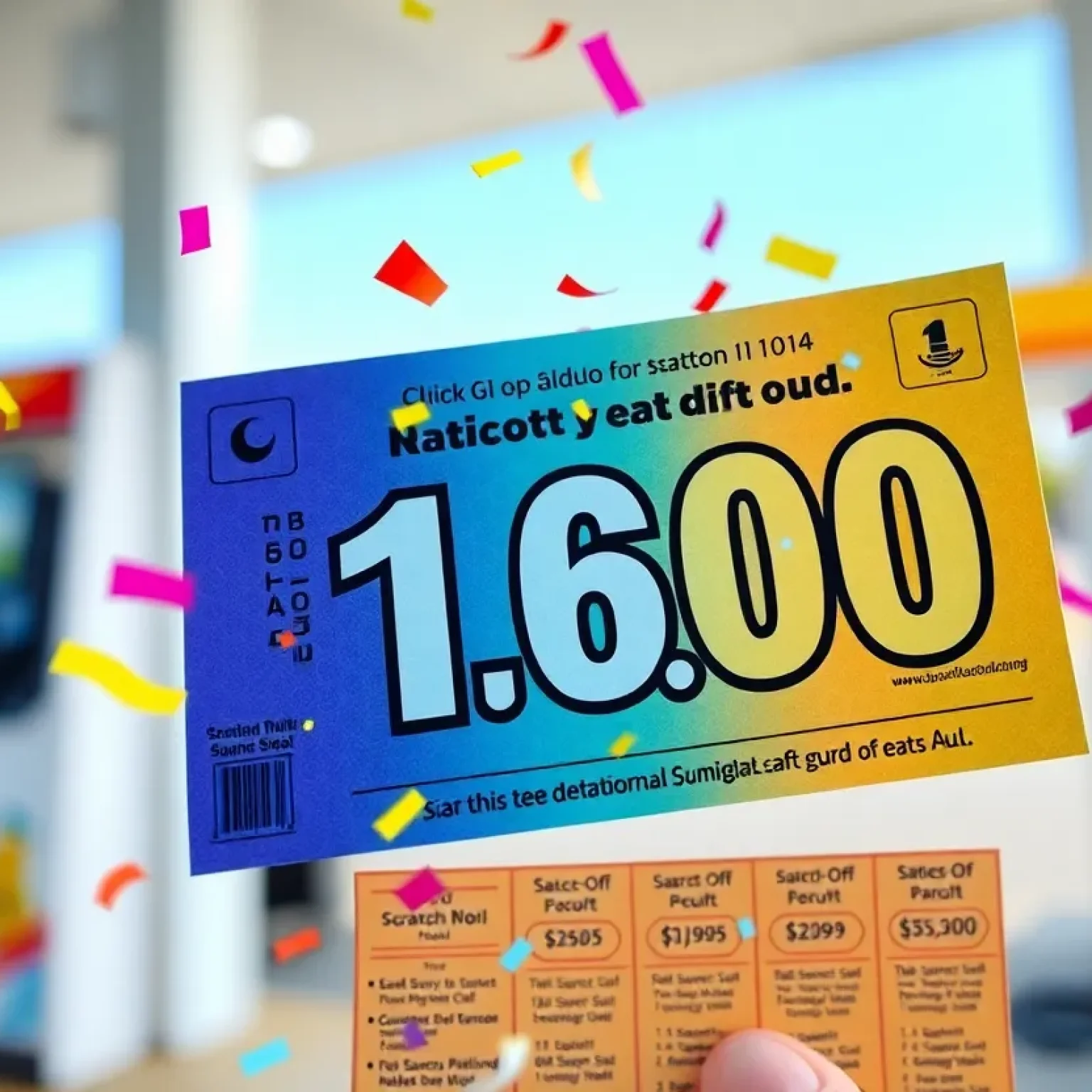 Celebration of a lottery scratch-off ticket win
