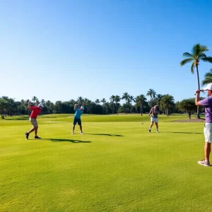 Golfers practicing swings at Marriott Golf Academy in Orlando