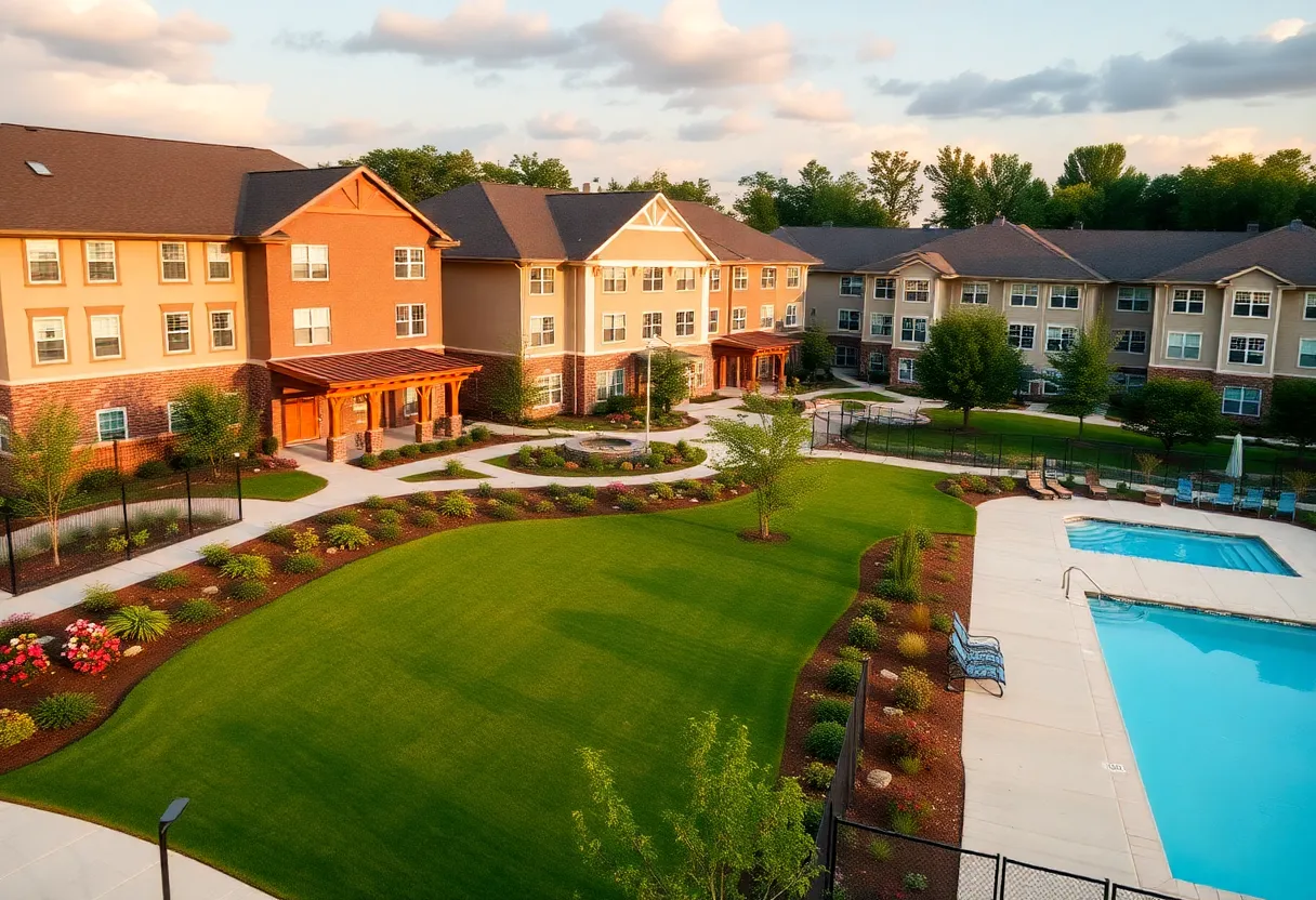 Millenia Moments Orlando, a senior living community with gardens and amenities.
