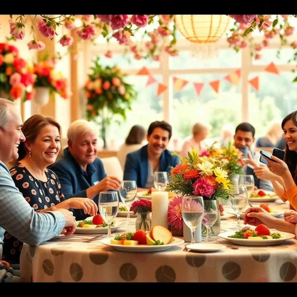 Families enjoying Mother's Day brunch in Orlando