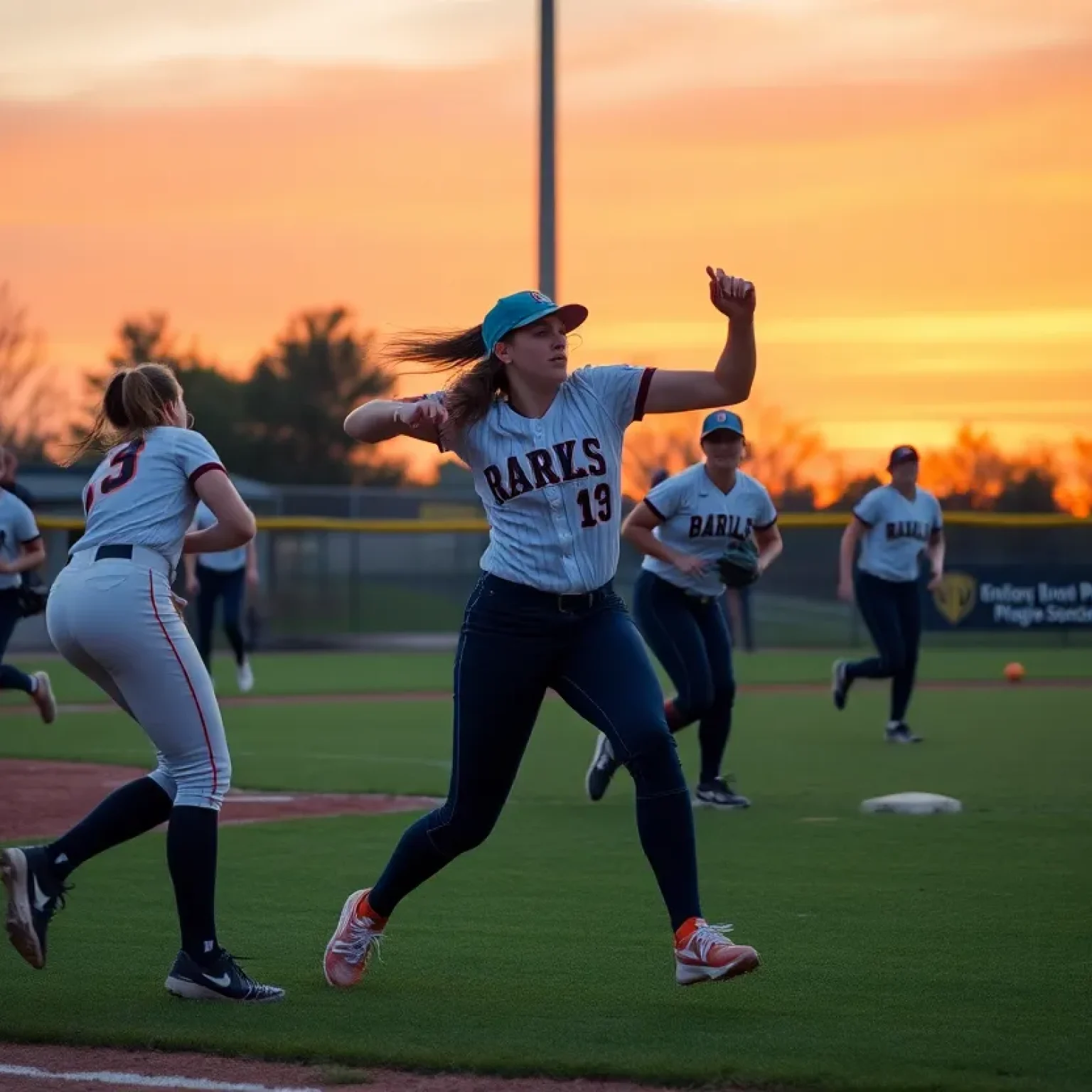 Oklahoma Sooners softball team in action on the field