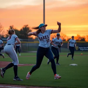 Oklahoma Sooners softball team in action on the field