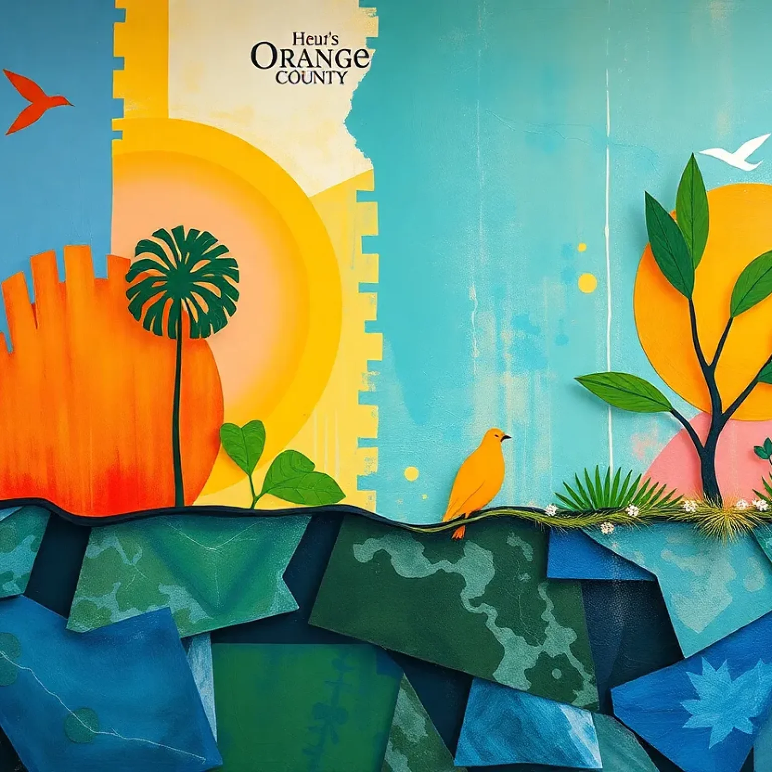 Abstract representation of arts and culture in Orange County, highlighting diversity and sustainability.