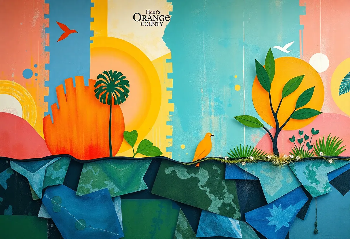 Abstract representation of arts and culture in Orange County, highlighting diversity and sustainability.