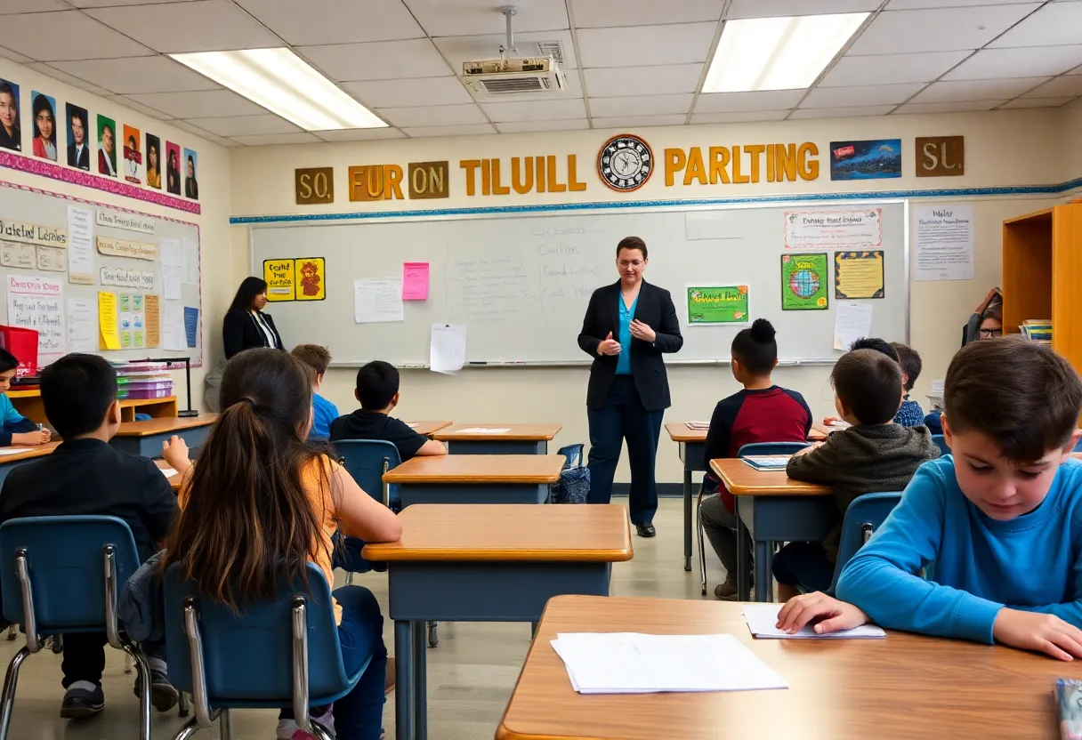 Students and teacher in an Orange County classroom