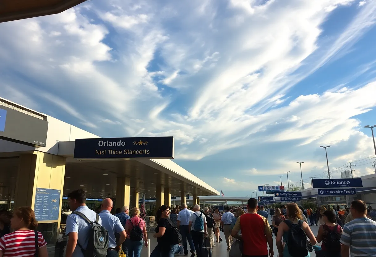Travelers at Orlando International Airport during Memorial Day weekend.