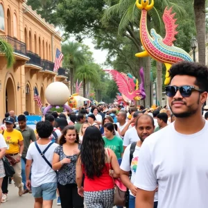 Community members celebrating at Orlando's 150th anniversary event